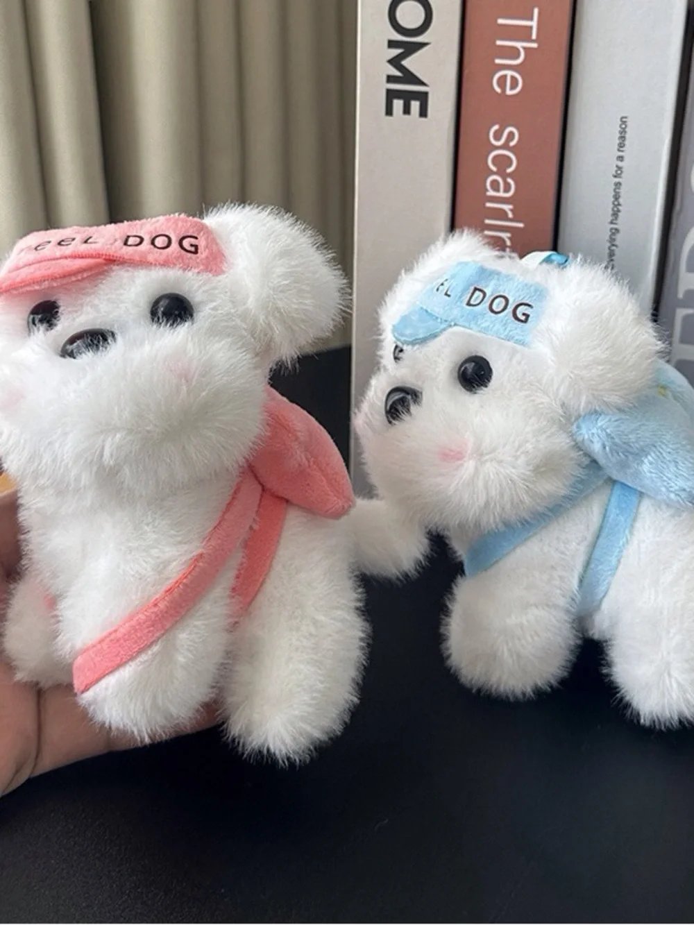 Plush White Puppy Toy with Pink or Blue Bandana - Cute Dog Plush